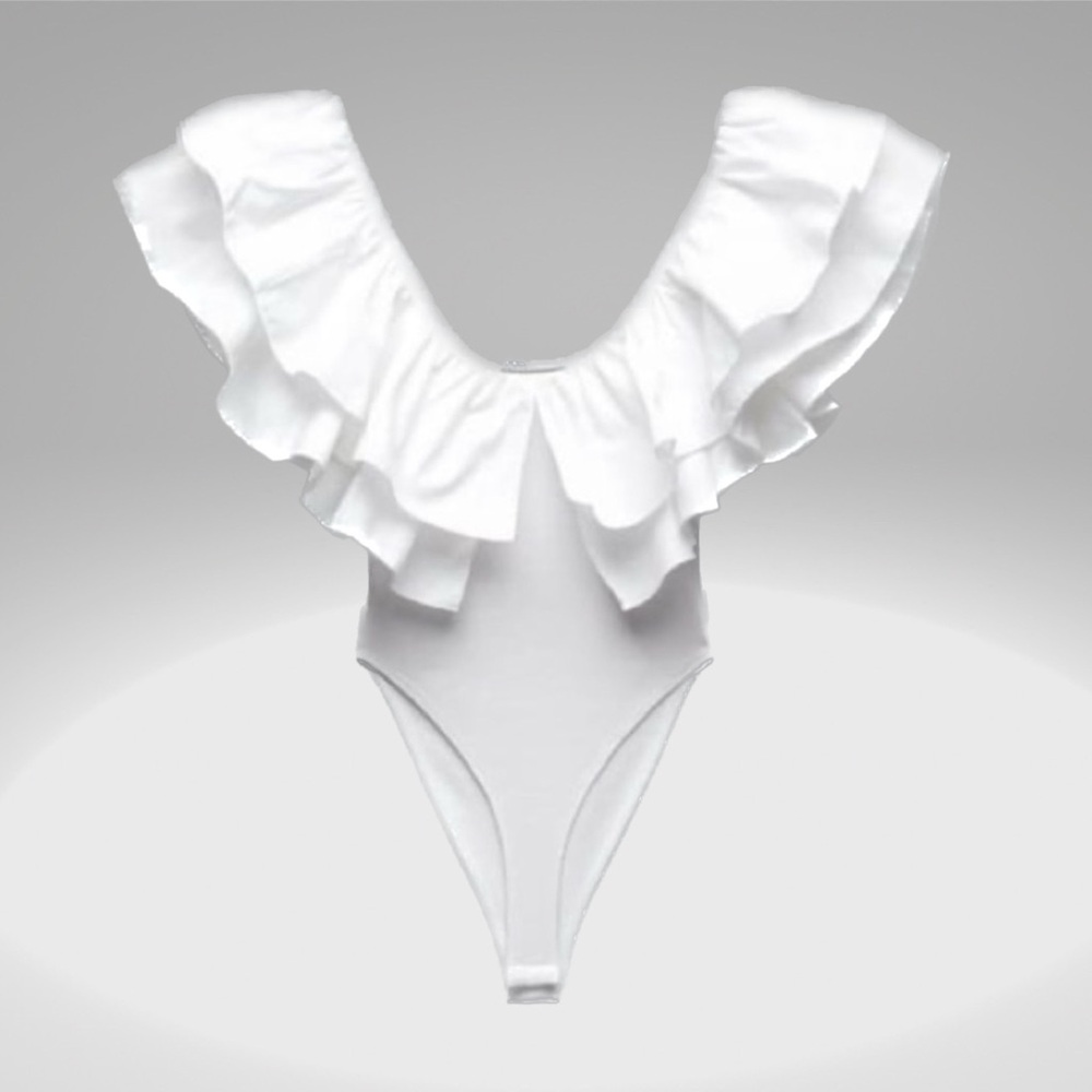 Zara Ruffled Rib white Bodysuit - Picture 3 of 11
